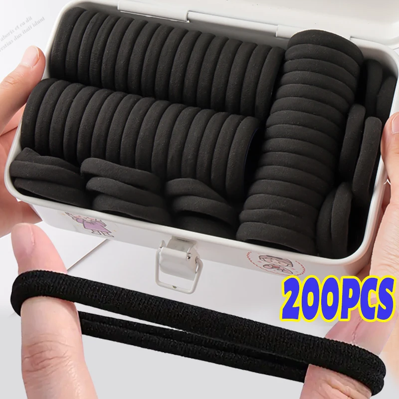 

50/200pcs High Elastic Hair Bands for Women Girls Black Hairband Rubber Ties Ponytail Holder Scrunchies Kids Hair Accessories