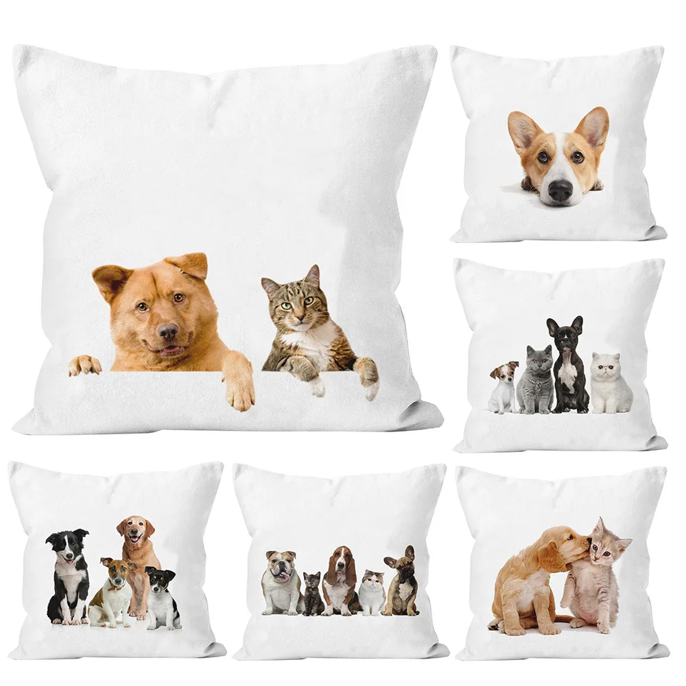 

3D White Premium Pillowcase Pets Dog Corgi White Cushion Covers Sofa Car Living Room Decor 40X40 45X45 Hugging Pillow Cases