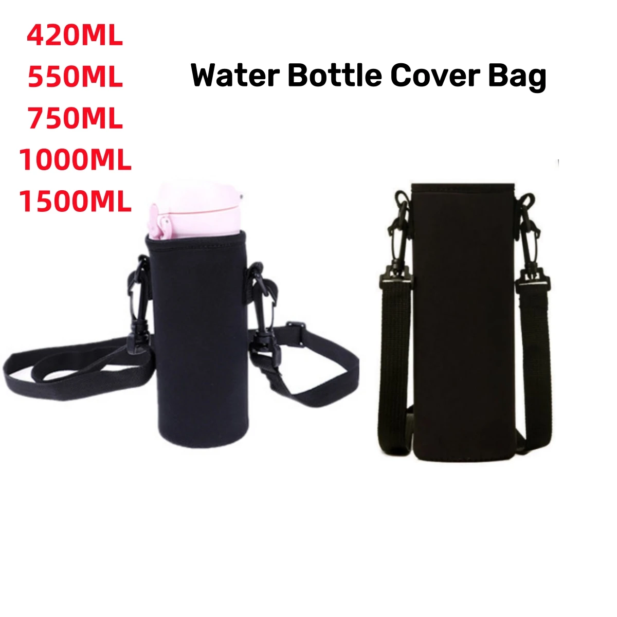 420ML1500ML Water Bottle Cover Bag Pouch W/Strap Neoprene Water Bottle