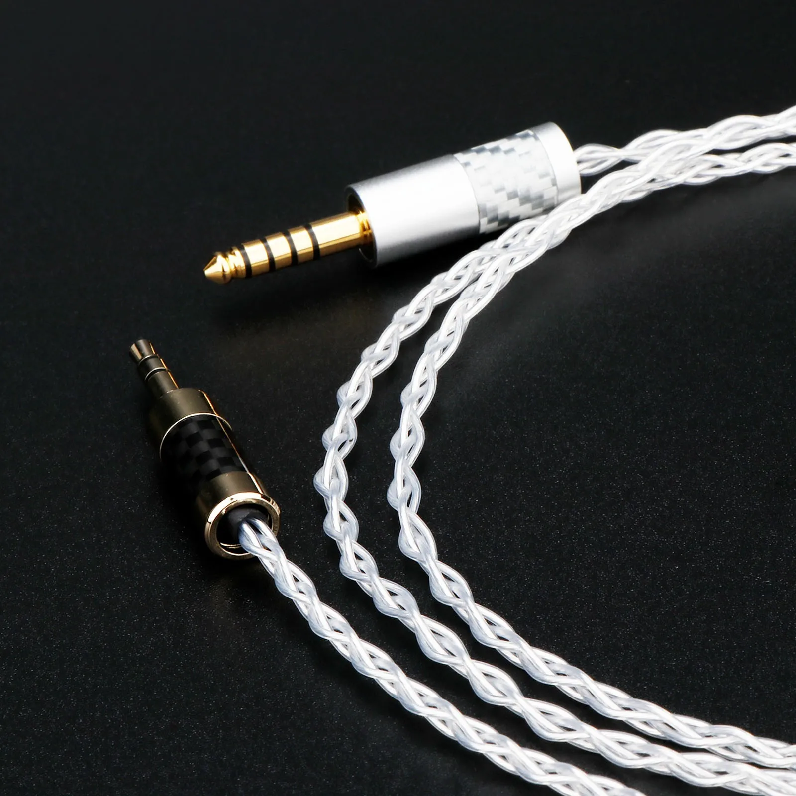 Hochwertiges 4AG 7N versilbertes OFC-Kupfer-Audio-Adapterkabel – anpassbare Länge – symmetrischer HiFi-Adapter von 4,4 mm auf 3,5 mm – Detail 2
