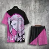 Men's T-shirts Shorts Sets Anime Arcane League Jinx 3D Print Tracksuit Outfits Plus Size Sportwear Suits Street TShirt Two Piece 2