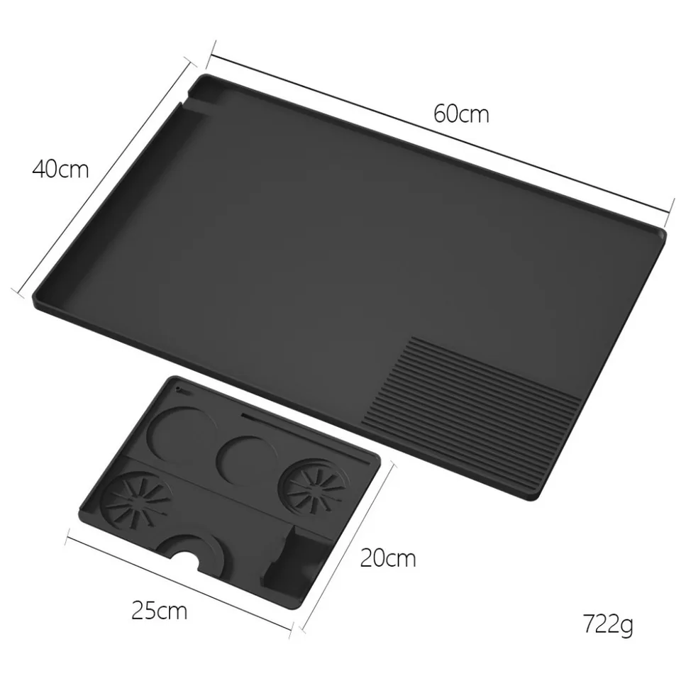 Silicone Coffee Mat, 24'' X 16'' Bar Mat With Detachable Dish Drying Mat For Countertops, Fits Under Coffee Maker, Machine, Espresso Machine, Dish Rack