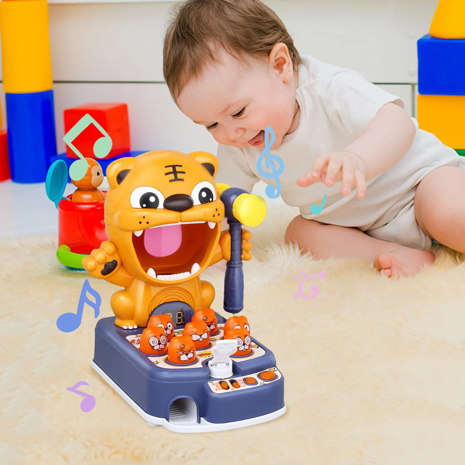 Whack A Mole Game Mini Electronic Arcade Game Interactive Early Educational Developmental Toy With Hammering Pounding And Music