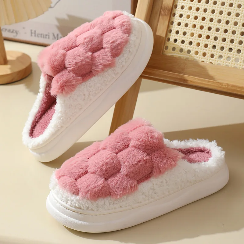 

Women Warm Cotton Slippers Autumn Winter Couples Indoor Confinement Anti-skid Plush Home Thick Bottom Comfort Cotton Shoes