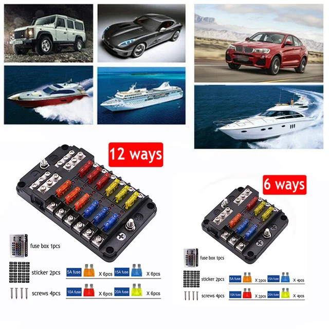 Auto 6 Way 12 Way Fuse Box Plastic Cover Blade 12V 32V Fuse Holder RV