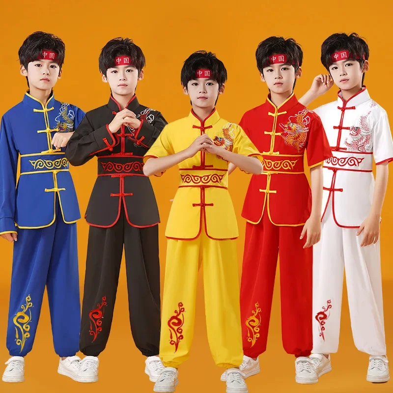 Ensembles d'arts martiaux d'été pour enfants, vêtements pour filles Dragon Wushu, Costumes Tai Chi, tenue Cosplay pour garçons, costume Kung Fu pour bébé