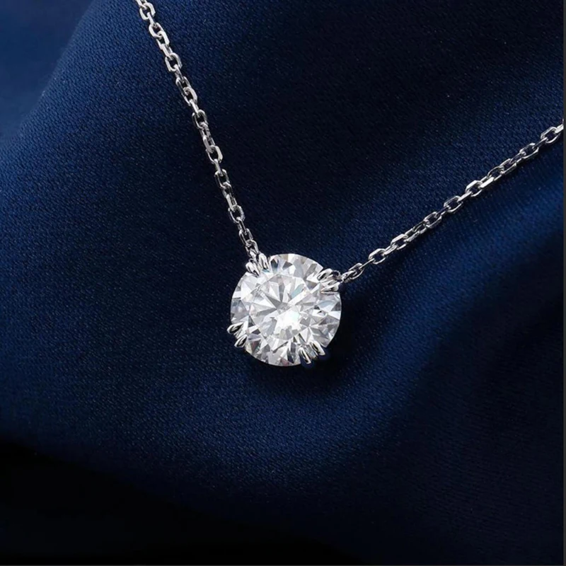 Ehhai 1-2CT Runder Schliff Moissanit Acht-Krallen-Solitär-Anhänger Halskette für Damen 14K Goldfilled Schmuck Hochzeitsgeschenke – Detail 3