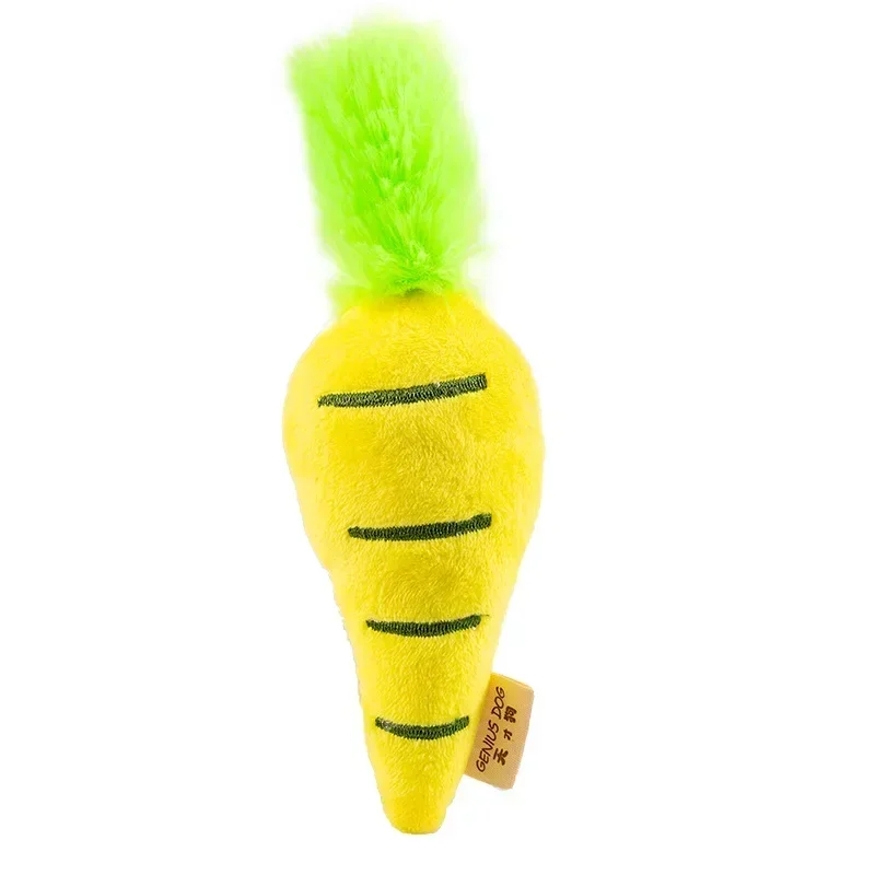1pc Sounding Puppy Dog Chew Toy Fruit Vegetable Cartoon Carrot Squeak Toy for Cat Pets Plush Toys Small Dog Toy Animal Plush