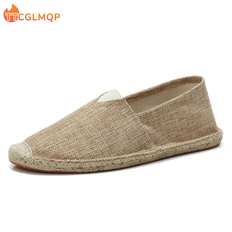 2022 Summer New Men's Linen Casual Shoes Handmade Weaving Fisherman Shoes Fashion Casual Flat Espadrilles Driving Shoes Big Size 2