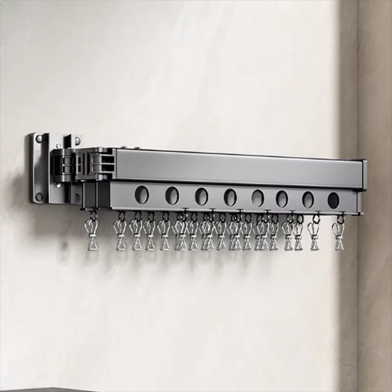 Hole-Free Folding Clothes Drying Rack Invisible Telescopic Wall-Mounted Drying Artifact Balcony Telescopic Clothes Drying Rod 6