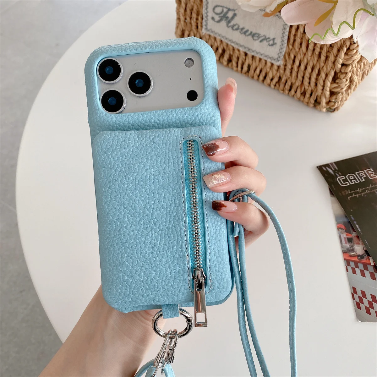 Elegant Leather Crossbody Zipper Wallet Phone Case with Card Holder and Protective Cover