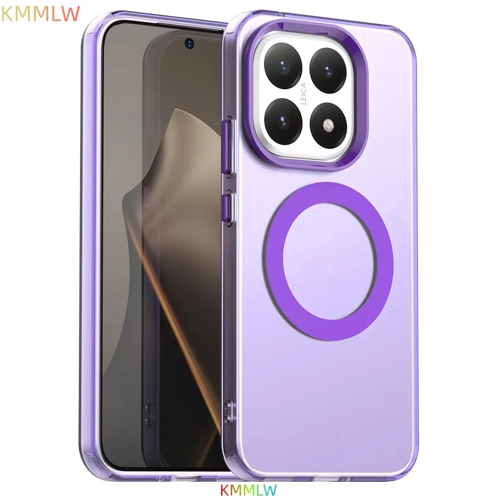 Candy Colors Transparent Magnetic Wireless Charging Case, Back Shell Coque