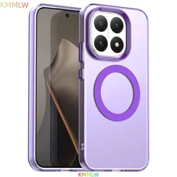 Candy Colors Transparent Magnetic Wireless Charging Case, Back Shell Coque for Xiaomi 17 pro (Purple)