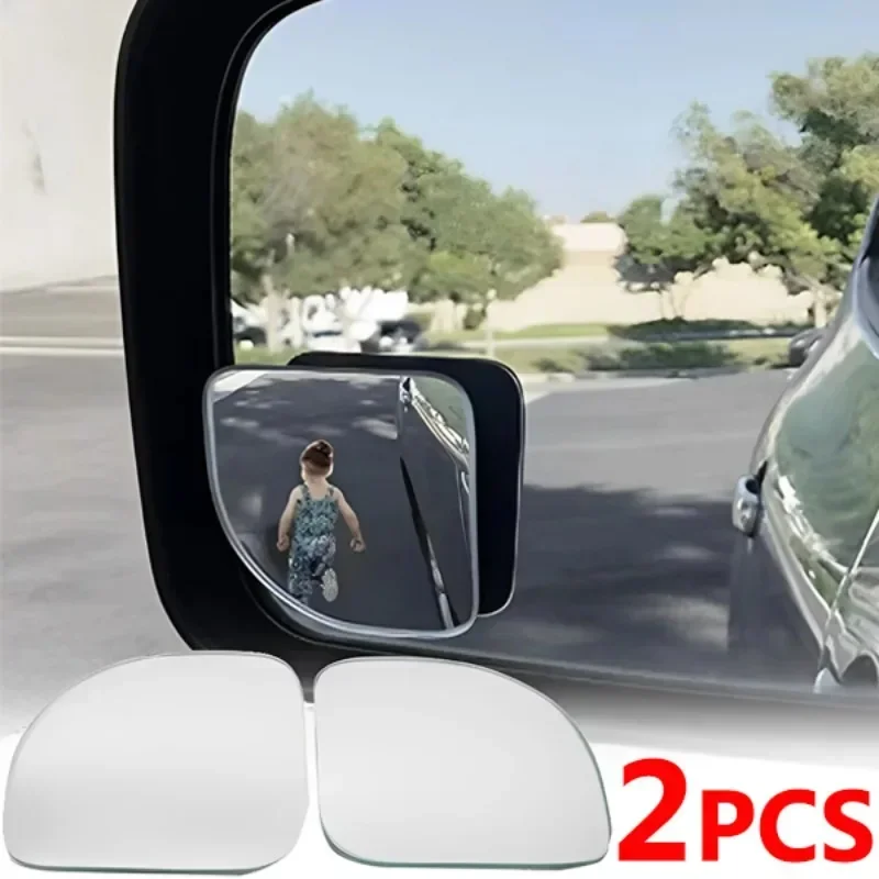 2pcs HD Frameless Car Rearview Mirror Set 360° Adjustable Wide Angle Blind Spot Mirrors Small Round Auxiliary Rear View