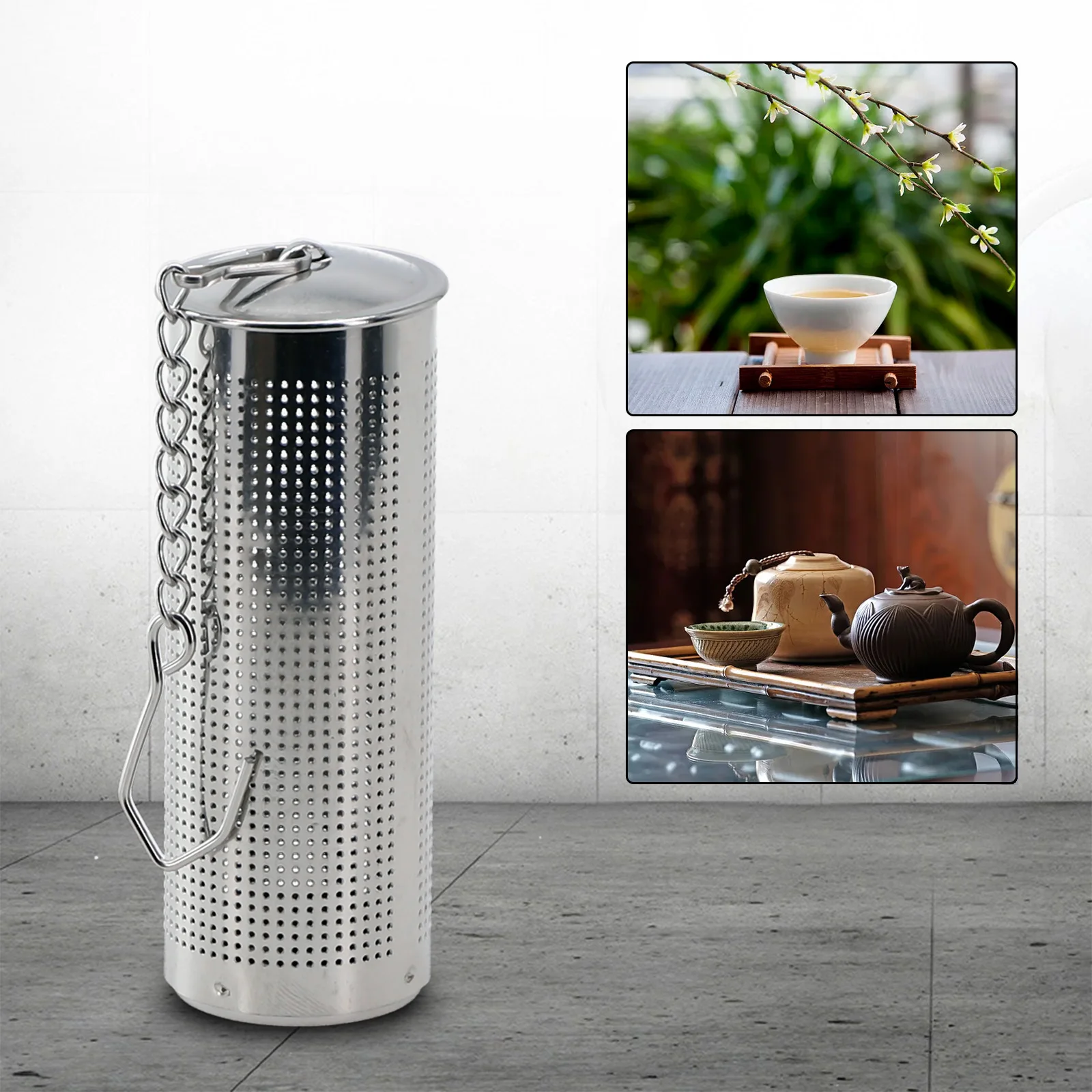 

Tea Strainer Stainless Steel Mesh Filters Infuser With Chain Hook Tea Filter Infuser Reusable Diameter 65mm Tea Accessories