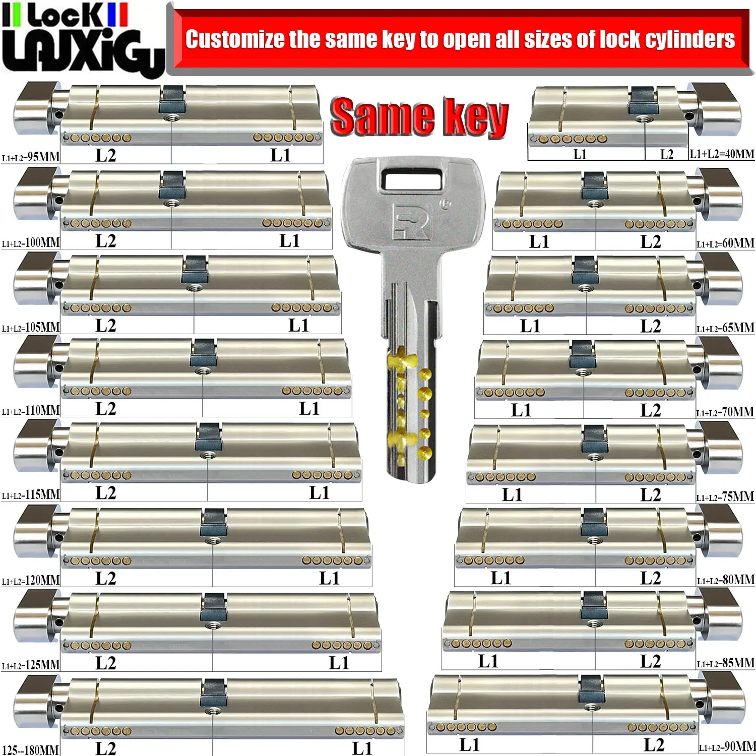 การปรับแต่ง: กุญแจเดียวกันในการเปิดกระบอกสูบทุกขนาด มาตรฐานยุโรปคุณภาพสูงล็อคกระบอก 11-pin anti-theft ล็อคประตู 1