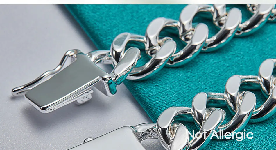 DOTEFFIL 925 Sterling Silver 8mm Sideways Bracelet Chain