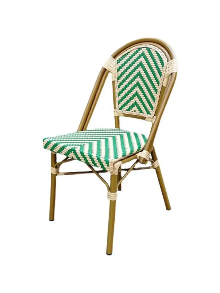 French Dining Chair Cafe Table Chair Nordic Rattan Retro Back Stool Balcony Leisure Rattan Courtyard Outdoor