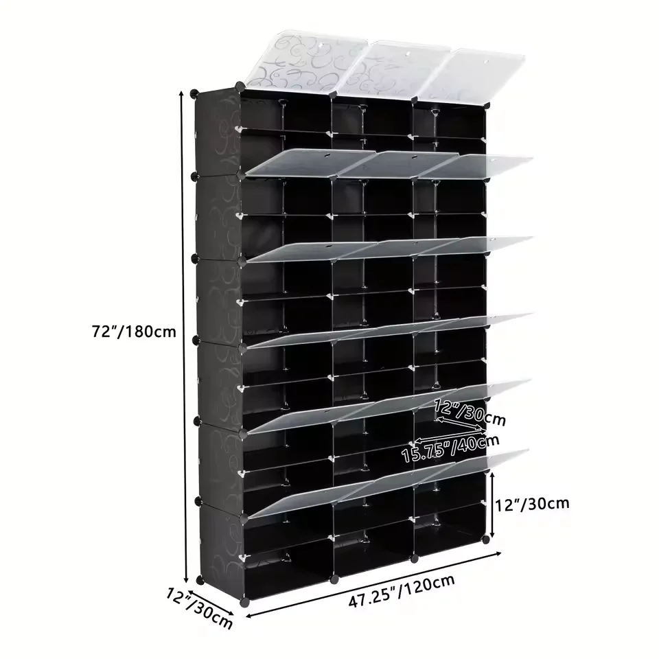 12-Tier Portable 72 Pair Shoe Rack Organizer 36 Grids Tower Shelf Storage Cabinet Stand Expandable for Heels 4