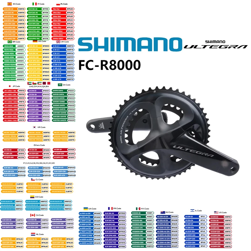 Shimano Ultegra R8000 11 Speed Crankset 165mm 170mm 172.5mm 175mm