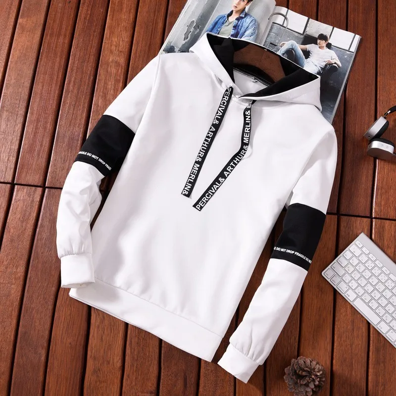 Men's Hoodies Long Sleeve Casual Printing with Letter Sweatshirt New Spring Hip Hop Pullover Sports Top Male Hooded Sweatshirt