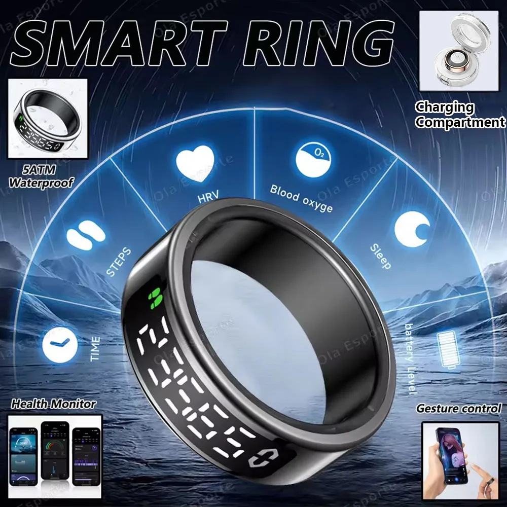 New R13 Smart Ring Men Women Display Screen Gesture Swipe