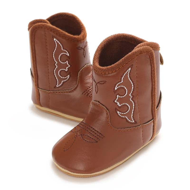 Leather Western Boots Cowboy Bootie Soft Sole Non-Slip Crib Shoes baby boots baby shoes For Baby Infant Toddler Girls Boys Newborn