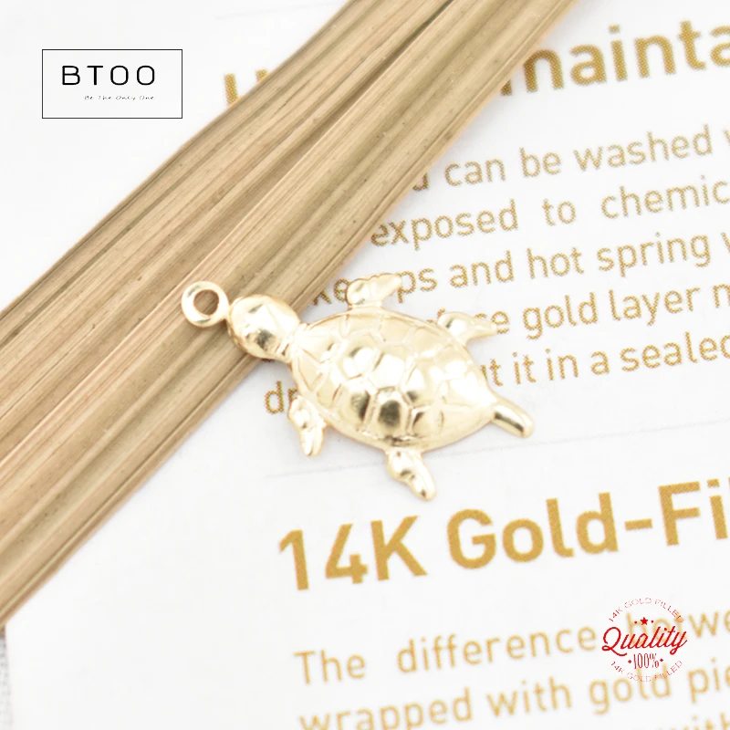 Schildkröte 14K Gold gefüllt Anhänger Schildkröte Charm Schmuck für DIY Armband Halskette Herstellung von Schmuckzubehör – Detail 14