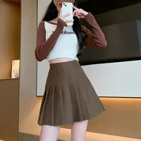 Autumn Winter Woolen Pleated Skirts Women New Korean High Waist Slimming Mini Skirt Ladies Preppy Style Side Zipper A-Line Skirt - Image 4