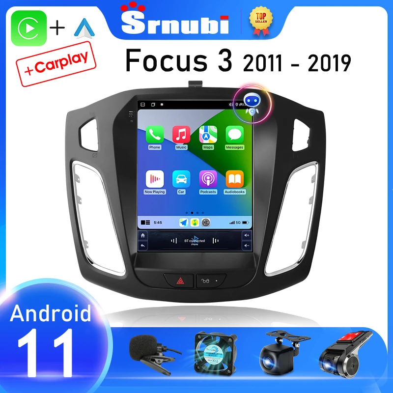 Srnubi 2 Din Android 11 Car Radio for Ford Focus 3 Mk 3 2011 2012 - 2019 Multimedia Video Player 2Din Carplay Auto Stereo DVD best dvd player for car headrest