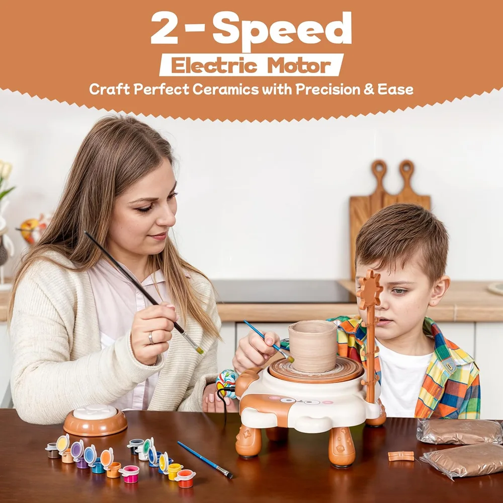Children's Electric Pottery Wheel Kit with Sculpting Tools – Creative DIY Clay Crafts