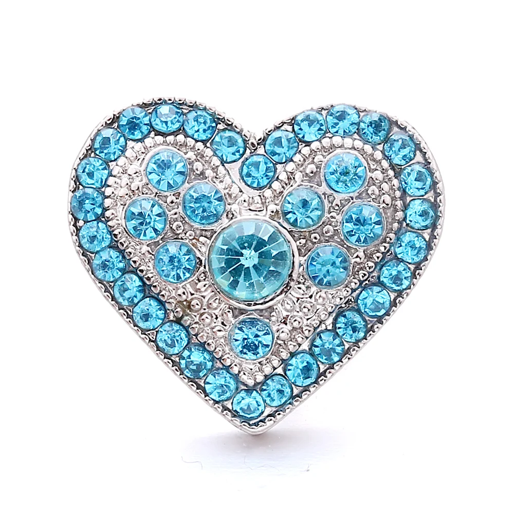 15pcs Rhinestone Crystal Heart 18mm Snap Buttons Fit Snap Button Bracelet Necklace Jewelry