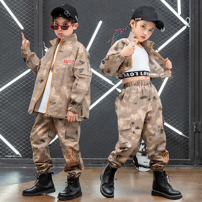 Children'S HipHop Camouflage Suits Boys Street Dance Wear Girls Jazz