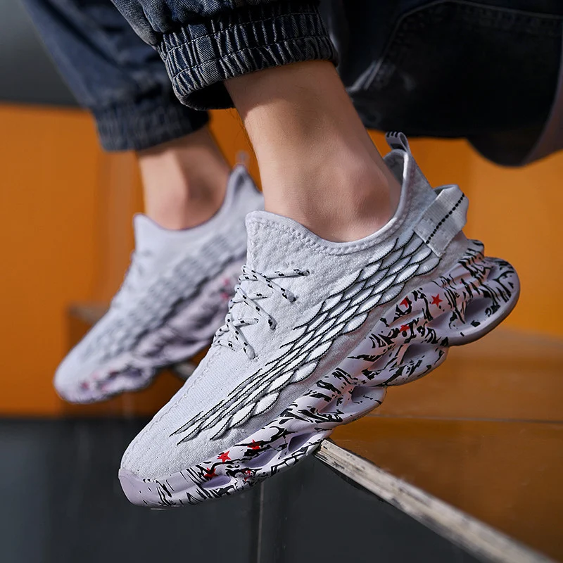 Designer Platform Sneakers Men Blade Shoes High Quality Mens Fashion Running Shoes Mesh Breathable Black Tennis Sneakers For Men