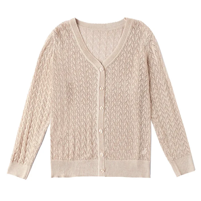 

2023 Knitted Cardigan for Women Spring Summer Ladies Single-breasted Korean Fashion Knitting Coat Feminine Silk Ice Knitwears