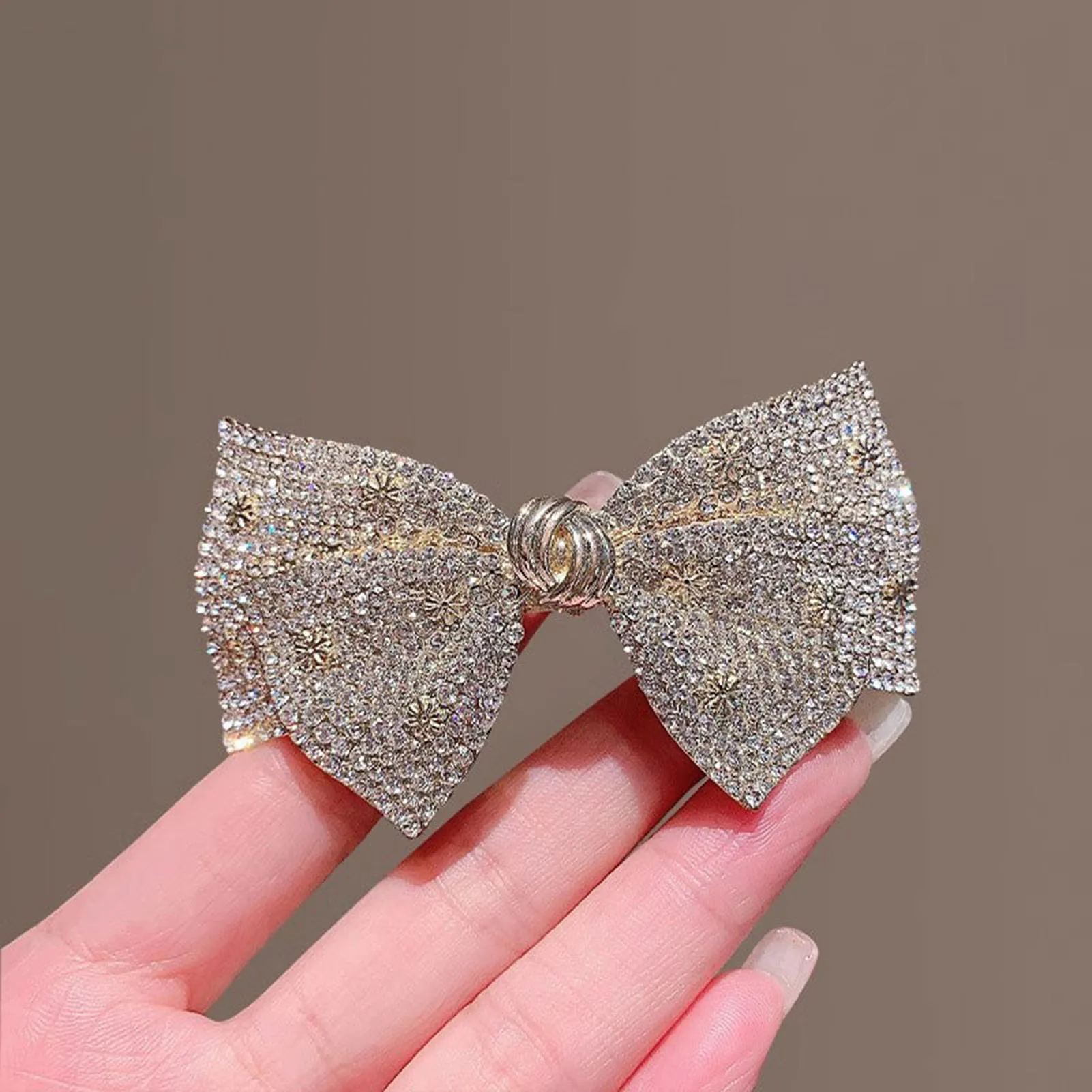 Pinza de pelo con lazo para Primavera, diamantes de imitación brillantes completos, joyería lujosa para el cabello para dama de honor, boda, banquete, fiesta