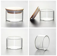 Small Tiny Glass Spicy Jar Heat Resistant Clear Glass Food Spice Tea Candy Storage Jar with Bamboo Lid Sealing Air Tight 1 PC 2