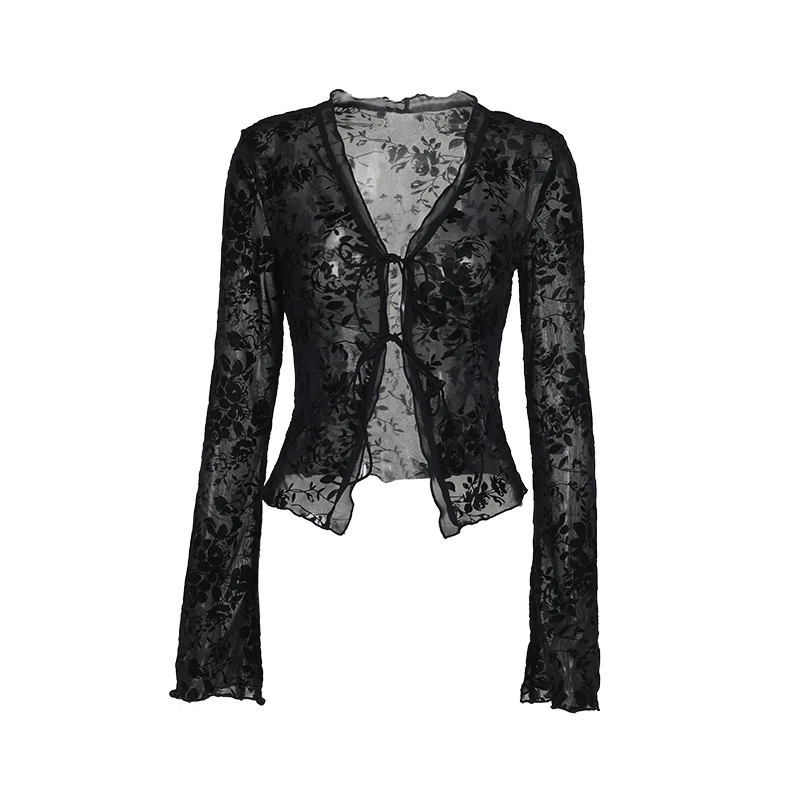 Women's Elegant Design New Tops, Stylish Long Sleeve Blouse, Daily Outdoor Wear, Ruffled Flared Sleeve Girls Clothing 4