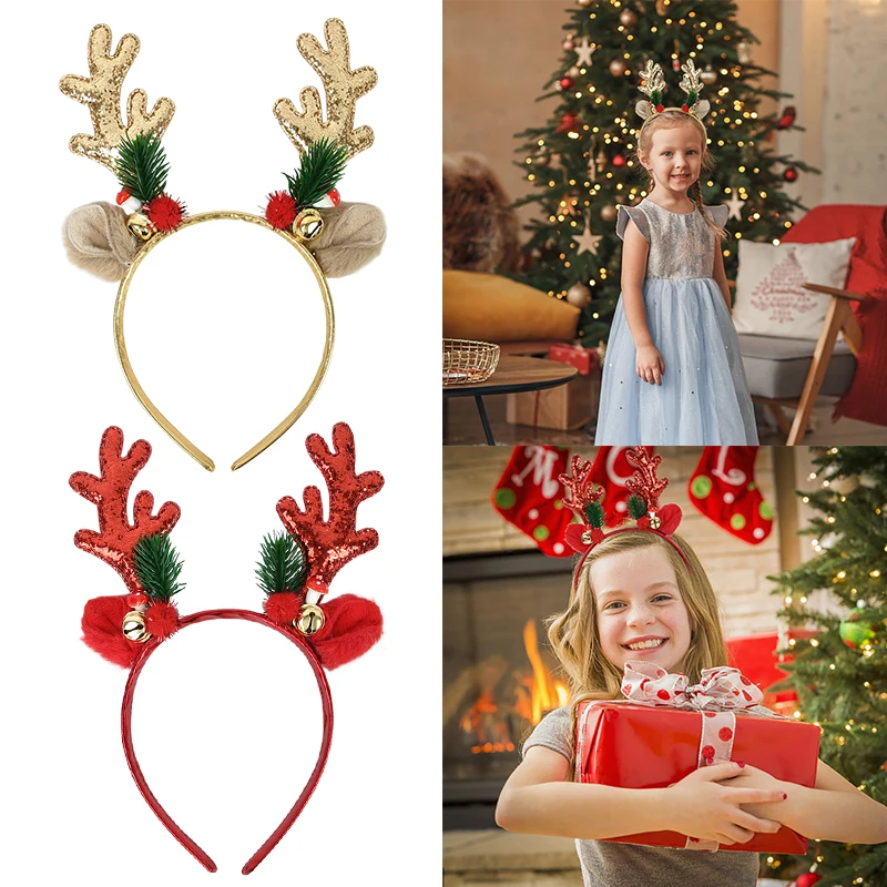 Description Picture 2 of itemMerry Christmas Headbands Cute Xmas Santa Elk Antlers Headband Hair Hoop Chrismas Tree Bow Hair Accessory New Year Gifts Navidad