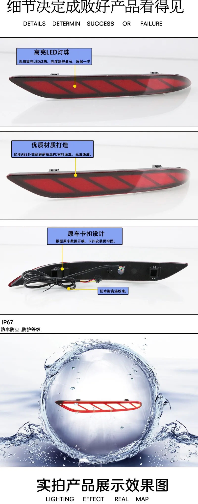 For Honda Crider 2016-2019 Car LED Rear Bumper Light Reflector Fog Light Modified Driving Brake Turn Signal Lamp Accessories detail image 4