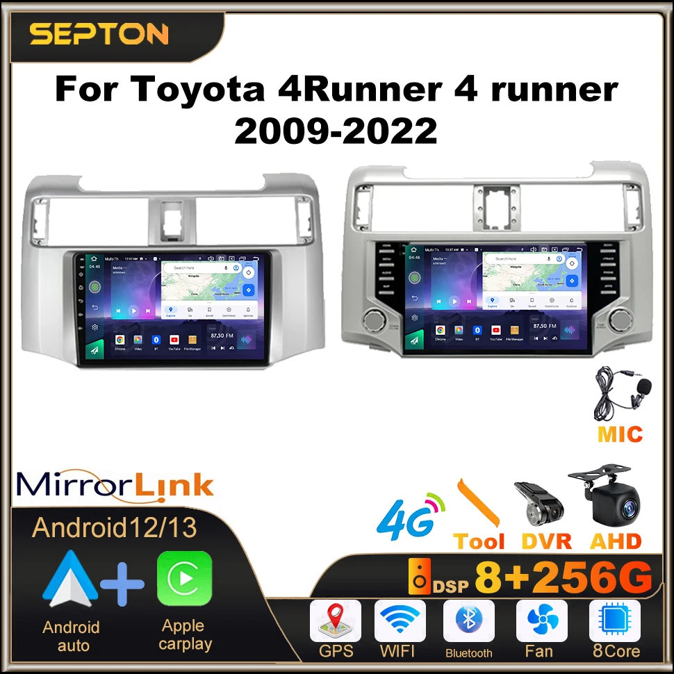

SEPTON Android 12 Carplay Multimedia Player for Toyota 4Runner 4 Runner 2009-2022 Car Radio GPS 4G 8core WIFI Radio Automotivo
