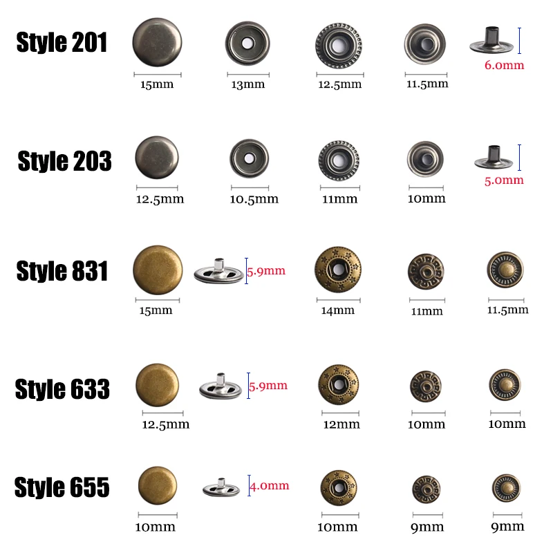 Neue Metall Druckknöpfe Knöpfe Botones Pression mit Druckzange Nähzubehör für Kleidung/Mäntel/Taschen/Lederhandwerk – Detail 2