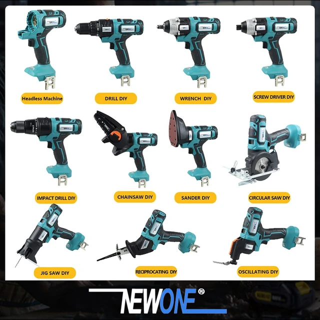 NEWONE 10 in 1 Brushless Multifunctional Tools Impact Drill Cordless DIY  Reciprocating Saw Sander Chainsaw Power