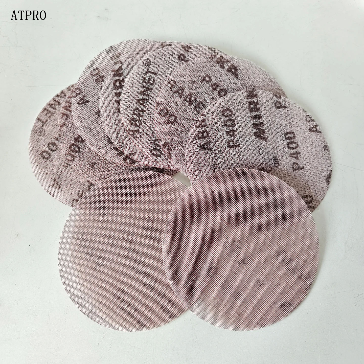미르카 그리드 사포 5인치 125mm 아브라넷 무진동 건식 연마 사포 레드 컬러 400 메쉬 목재 및 가구 광택용