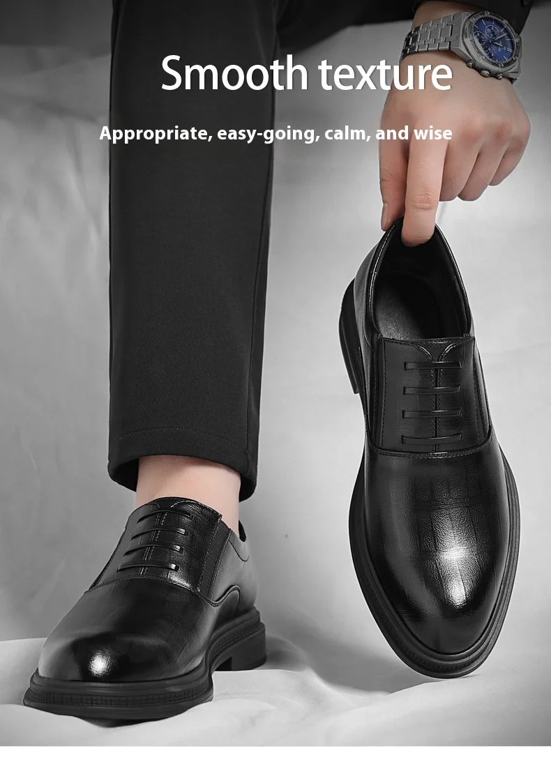 Herren-Schuhe für formelle Kleidung, große Größe, 3 cm/6 cm/8 cm, höhenvergrößernde Schuhe für Hochzeit, Business, bequeme Leder-Oxfords – Detail 3