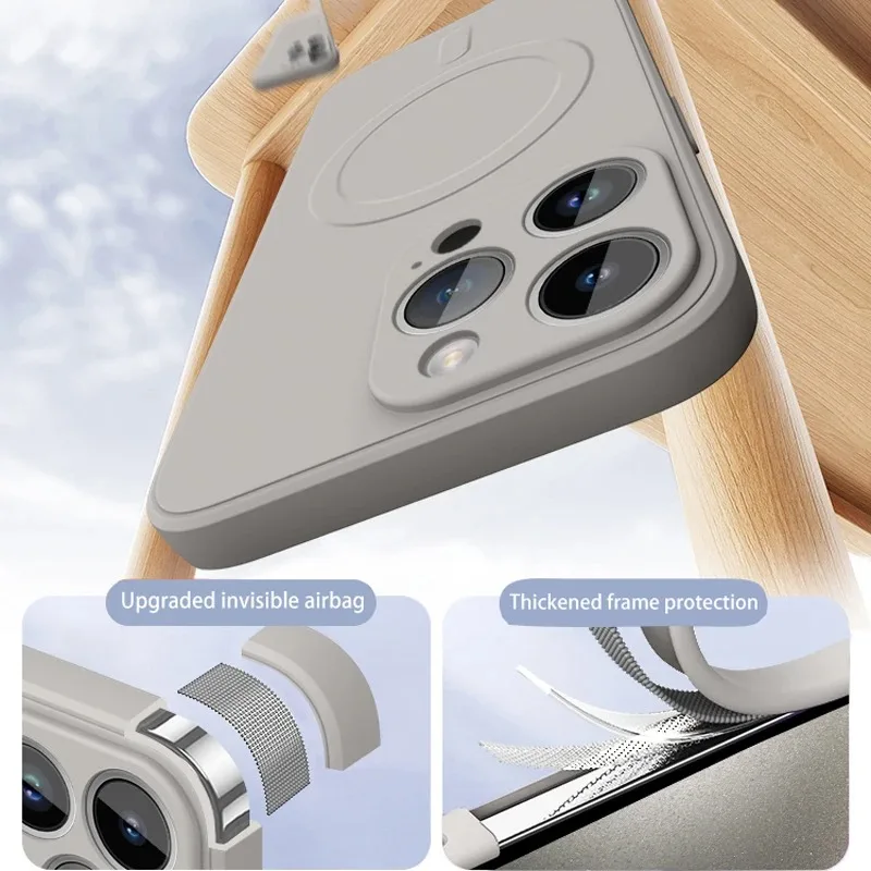 Magnetic Liquid Silicone Shockproof Soft Case with Wireless Charging
