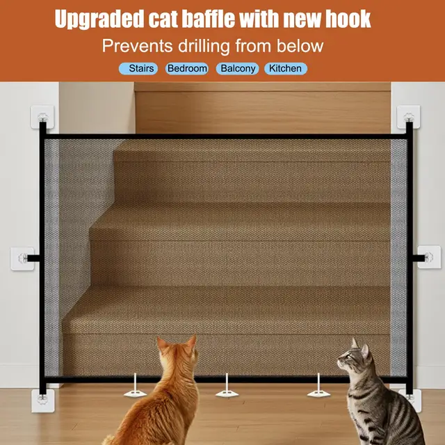 Gate for Cats Doorway Gates for Pets Safety Folding Mesh Animals Fence Childproofing for Kitten Bunny Toddler Kitchen Living 5