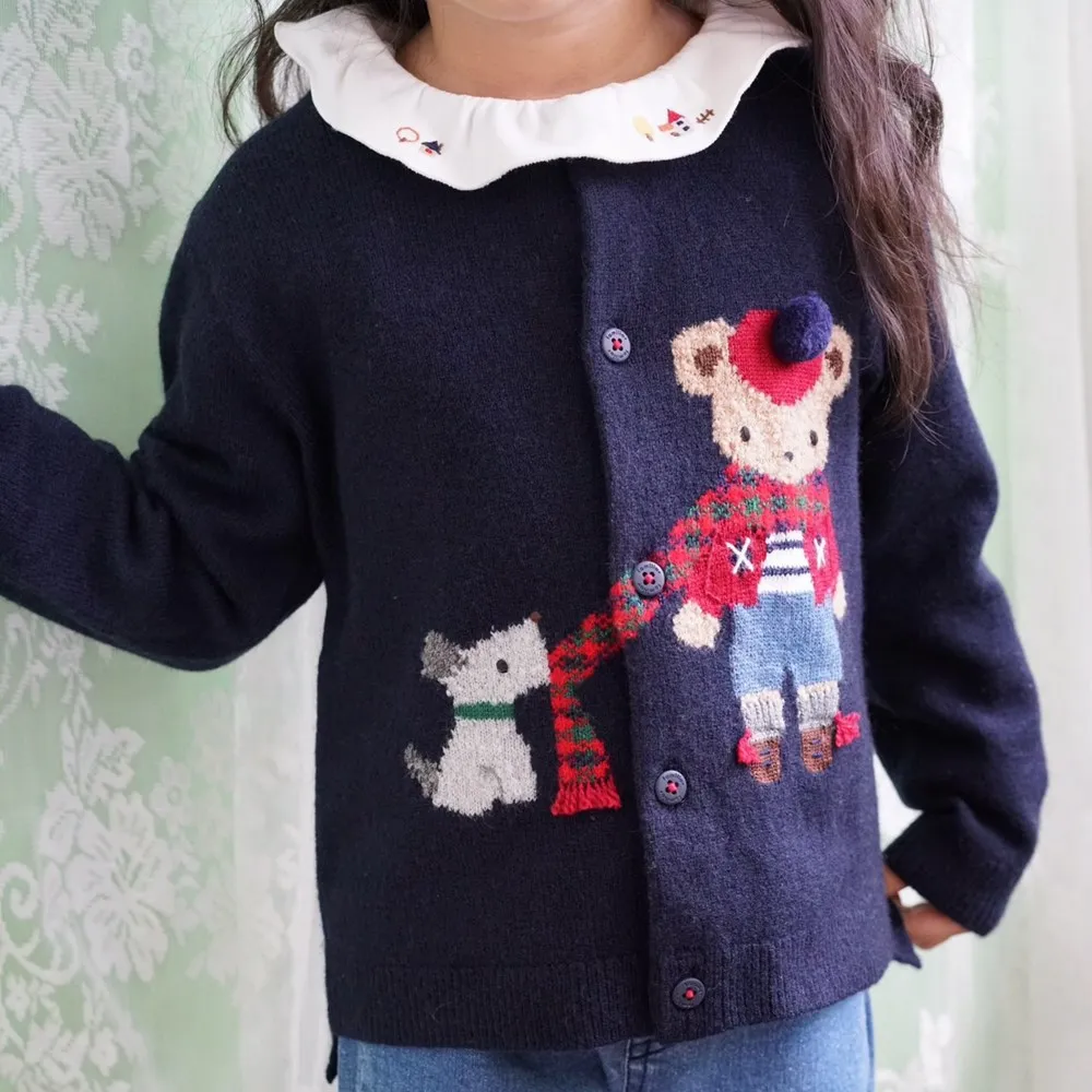 

kids coat baby clothes Wool blend boys and girls knitted cardigan cartoon bear pattern soft sweater jacket