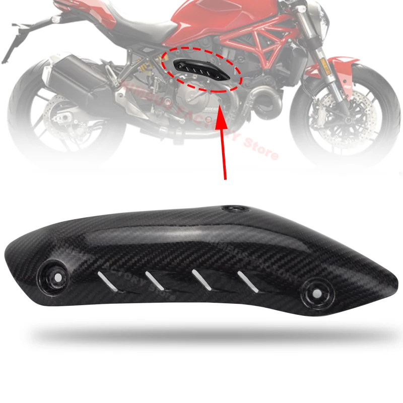 

Exhaust Carbon Fiber Heat Shield Mufler Pipe Cover Guard Anti-Scalding Shell Slip-on for Ducati Monster 821 1200 1200S 1200R
