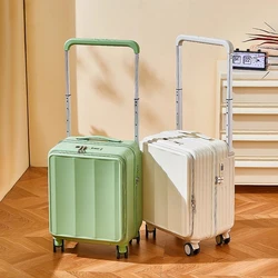 2024 New multifunctional suitcase small front opening carry on luggage laptop bag 18 inch mini rolling trolley 20